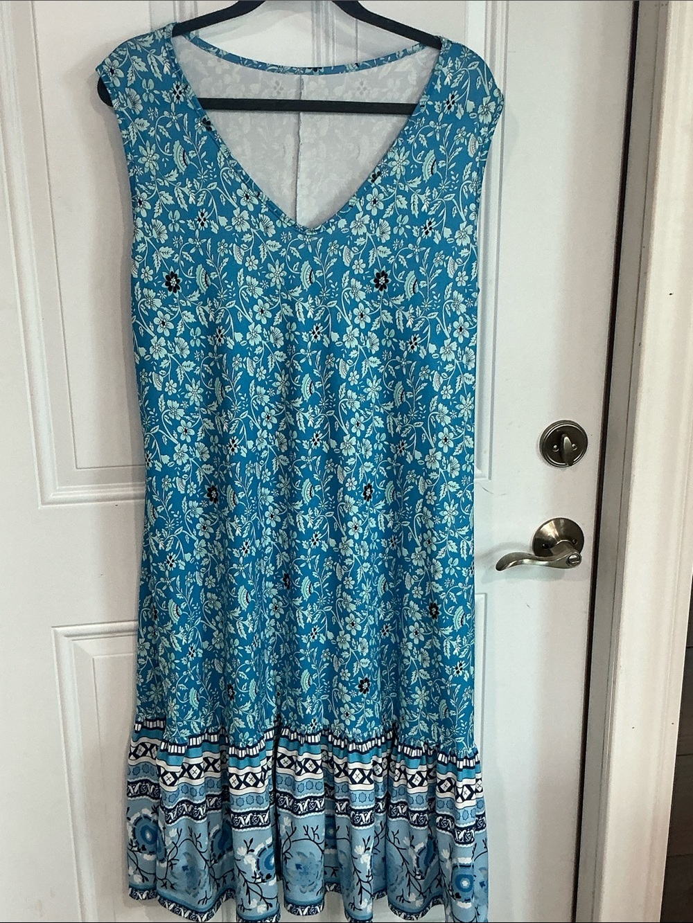 Sleeveless turquoise dress with delicate floral pattern  in size 1XL SO PRETTY - Picture 2 of 10